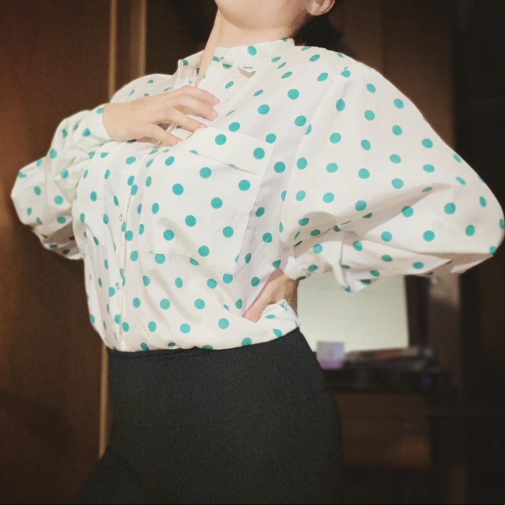 White and Green button down dress shirt.